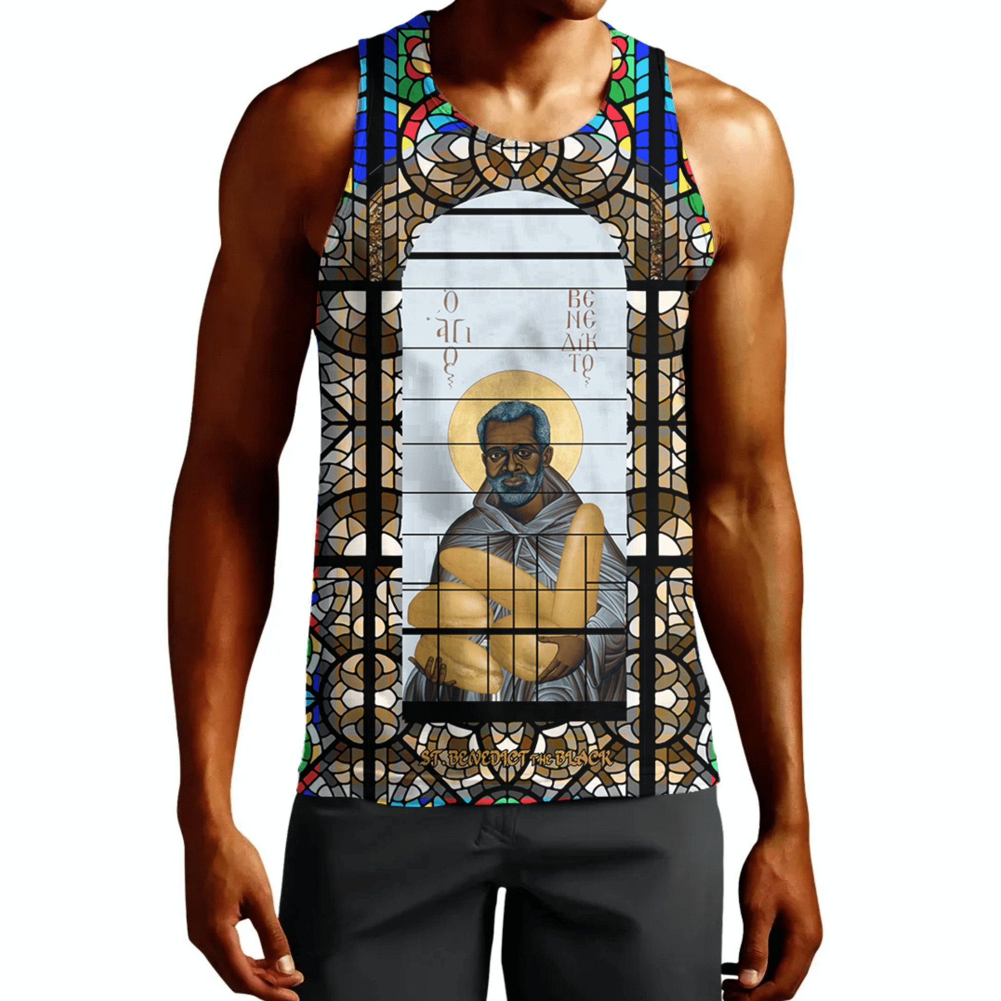 Saint Benedict Of The African On Stained Glass Men Tank Top Rlt13