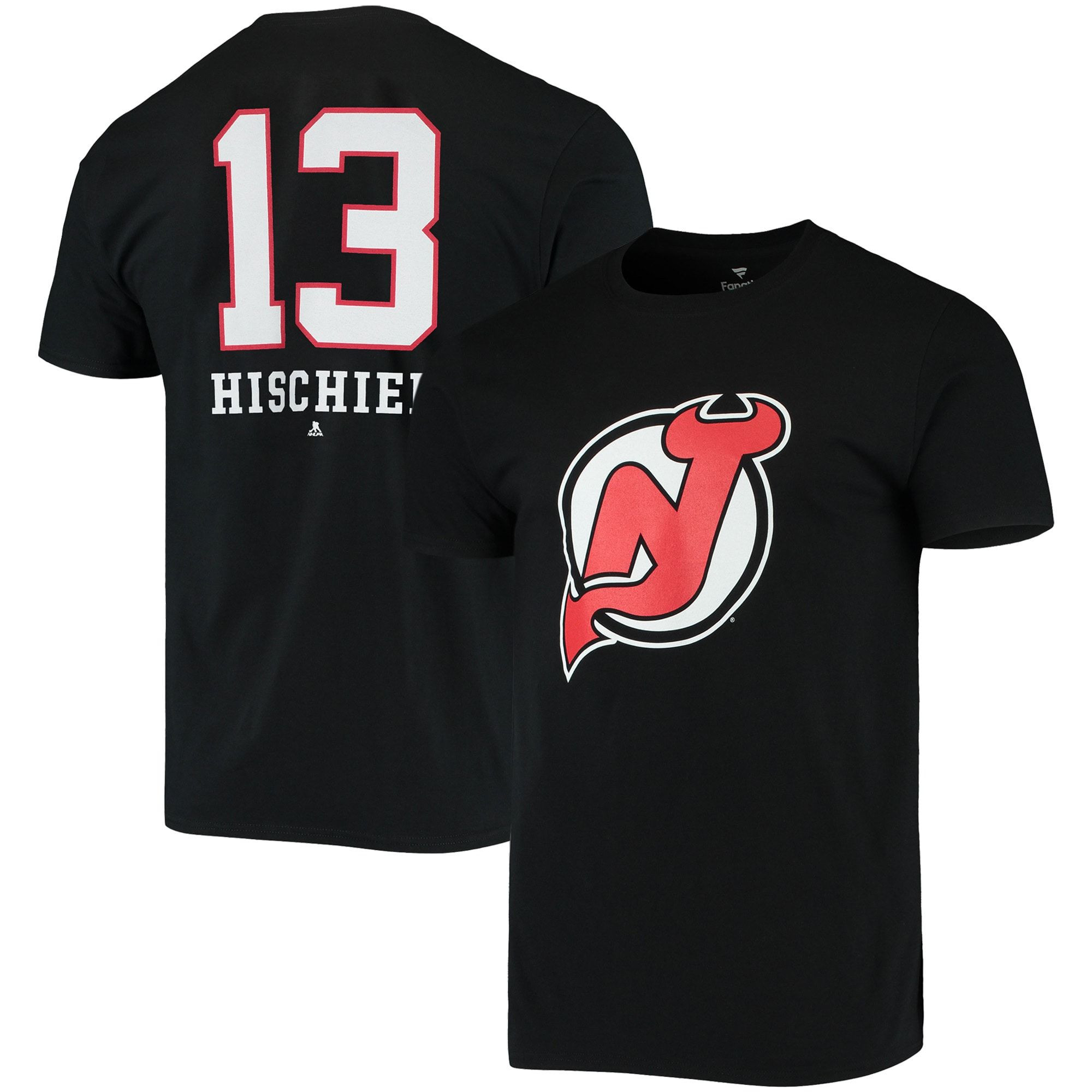 Men’S Fanatics Branded Nico Hischier Black New Jersey Devils Player Name And Number T-Shirt