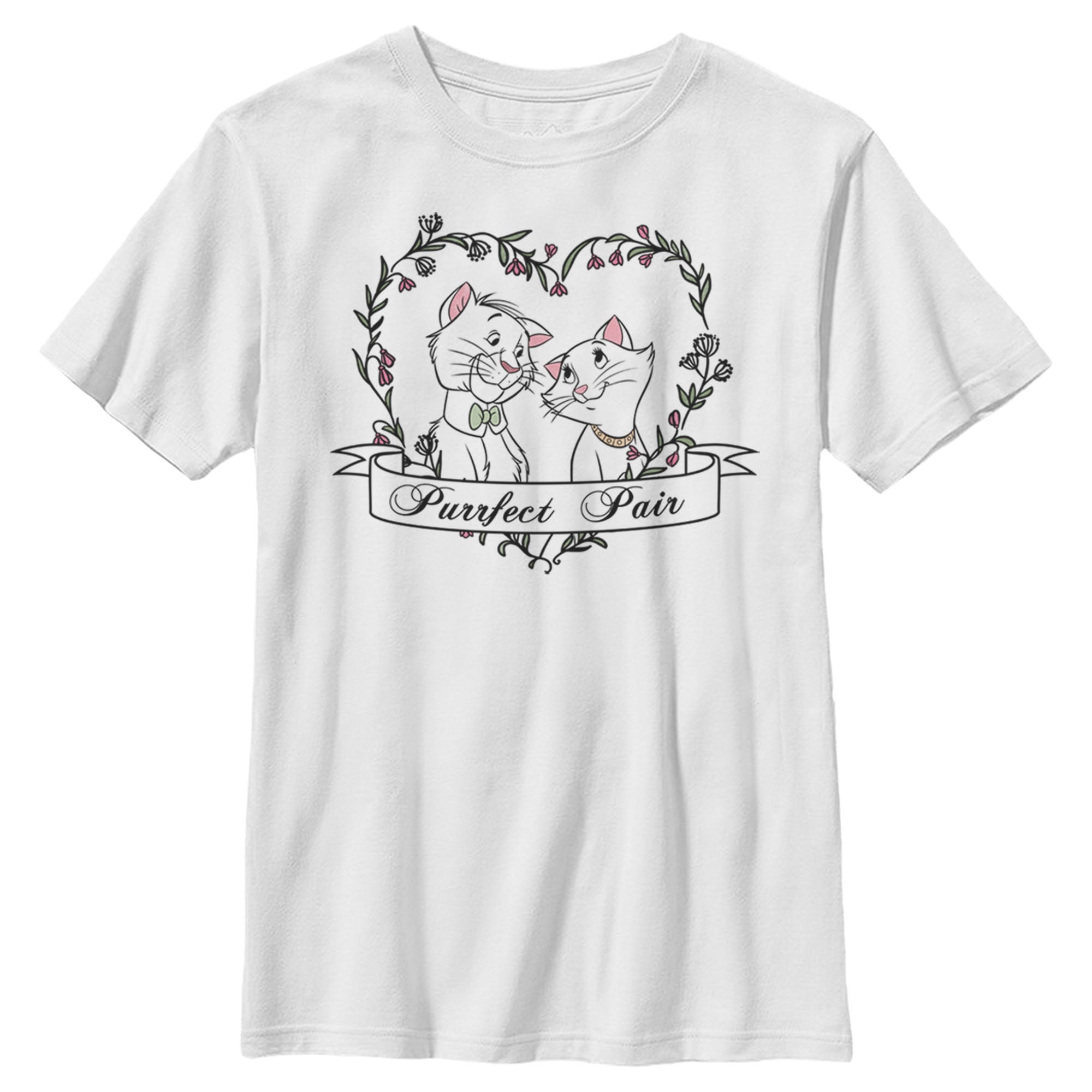 Boy’S Aristocats Thomas And Duchess Purrfect Pair Heart T-Shirt