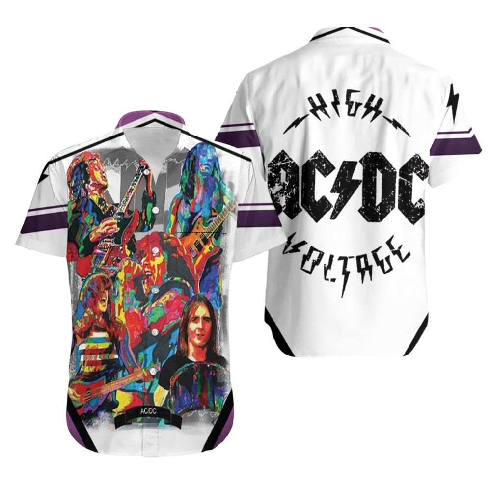 ACDC Members On Stage Painting Hawaiian Shirt