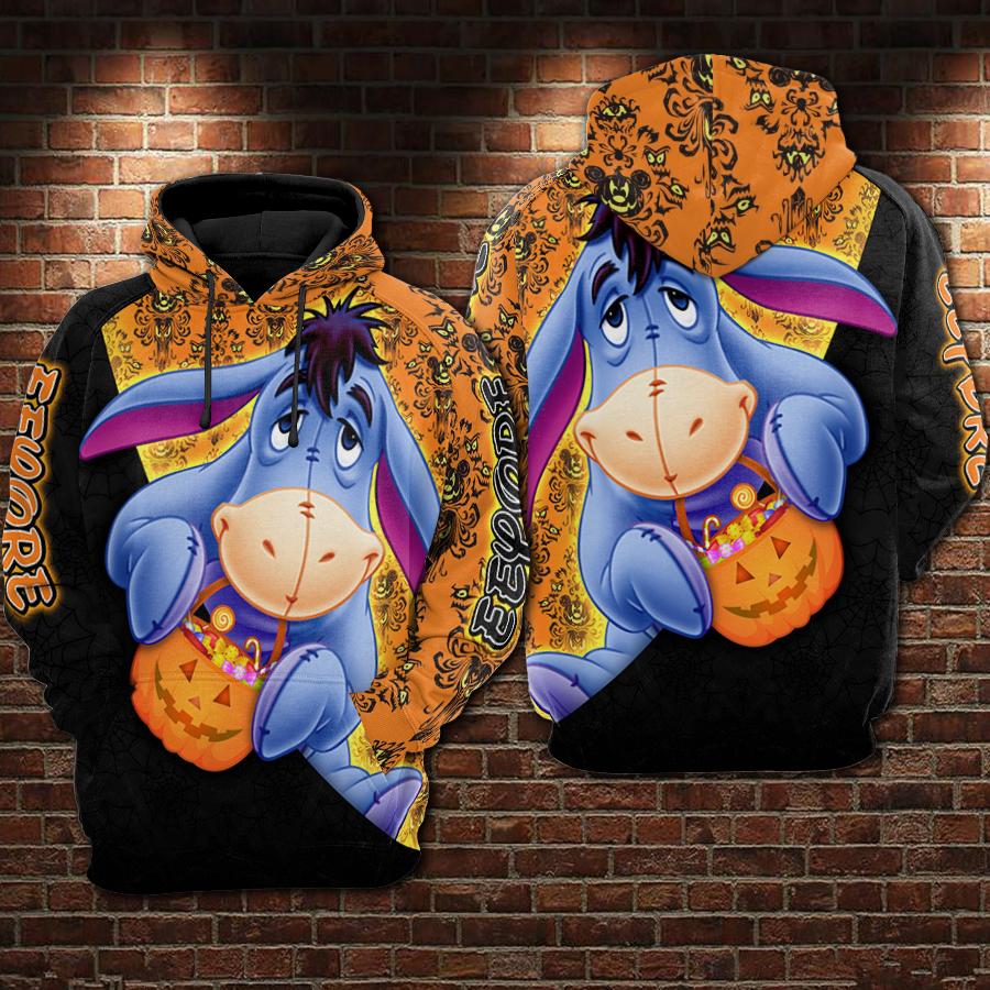 Unifinz Dn Halloween Hoodie Halloween Eeyore With Candy Basket Hoodie Winnie The Pooh Hoodie 2022