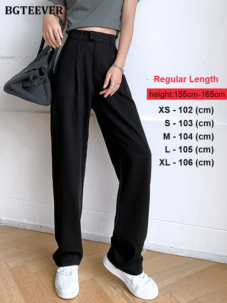 BGTEEVER Casual Loose Pockets Straight Female Trousers Casual High Waist Women Long Pants 2022 alx