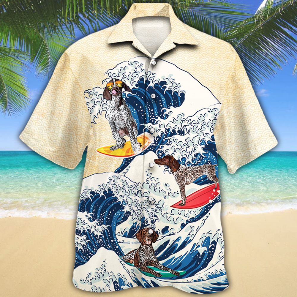 German Shorthaired Pointer Dog Lovers Wave Hawaiian Shirt – Hawaiian Shirt For Men, Hawaiian Shirt For Women, Aloha Shirt