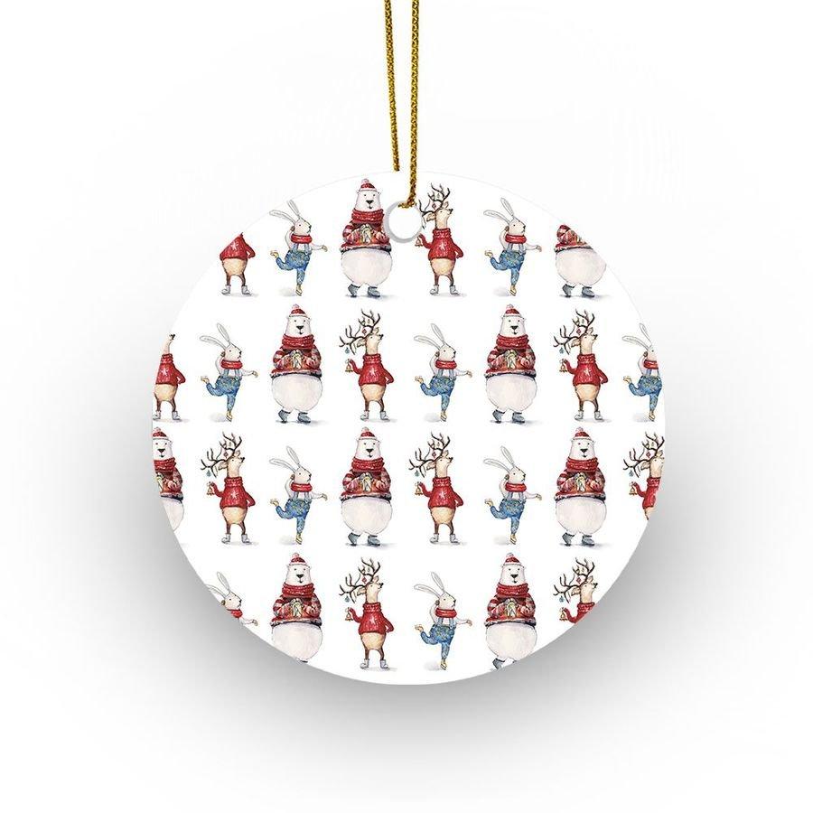 Christmas Animals Circle Ornament, Christmas, Reindeer Lovers, Rabbit Lovers, Bear Lovers Ornament