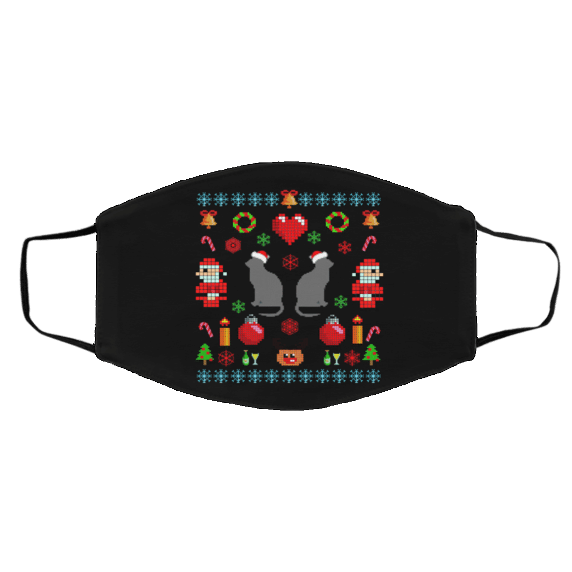 Ugly Cat Christmas Sweater 8 Bit Ugly Christmas face mask