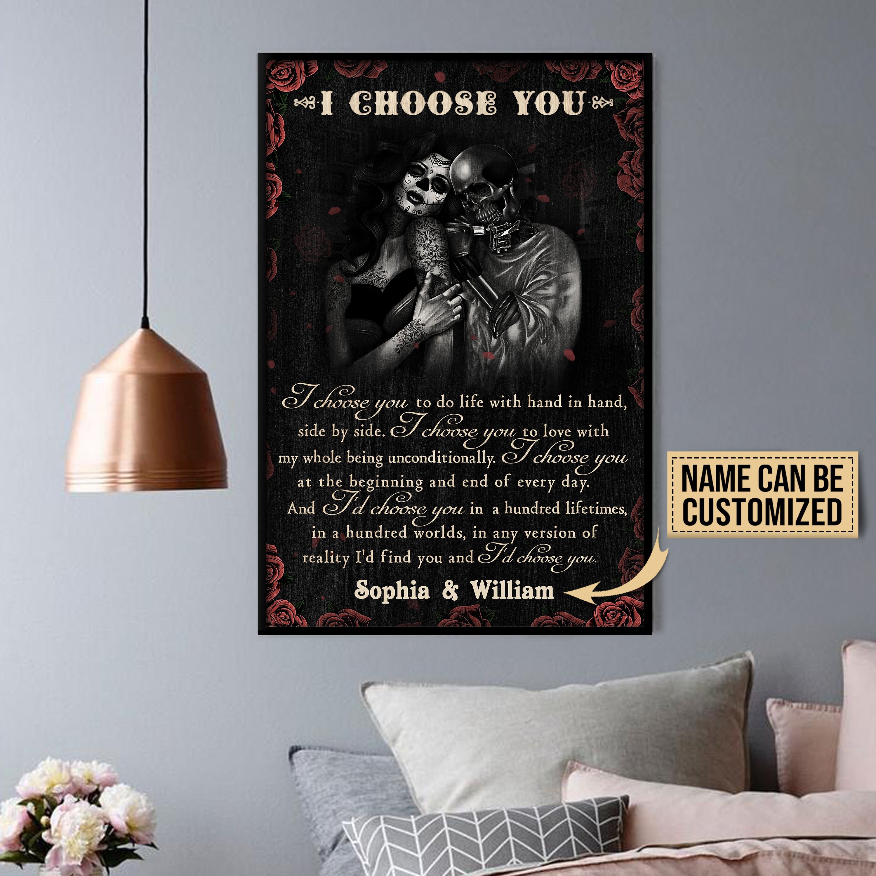 Aeticon Gifts Personalized Tattoo Rose I Choose You Canvas Mom Dad Gift Home Decor