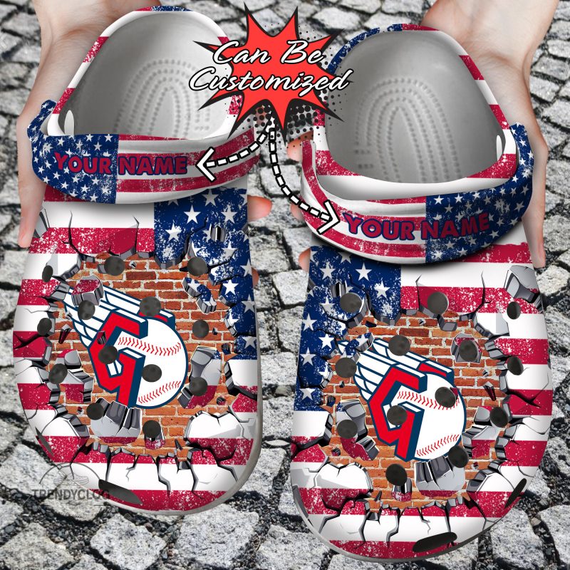 Baseball Personalized CGuardians American Flag Breaking Wall Clog Shoes