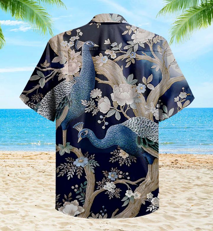 Indian Peacock Dark Blue Hawaii Shirt Ha107903