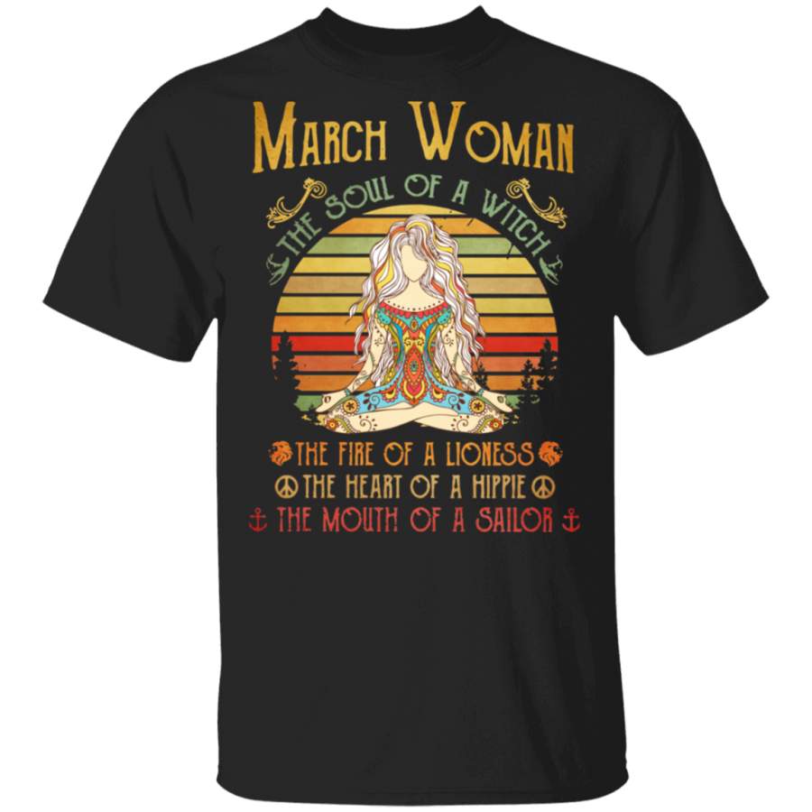 March woman the soul of a witch the fire of a lioness retro T-Shirt