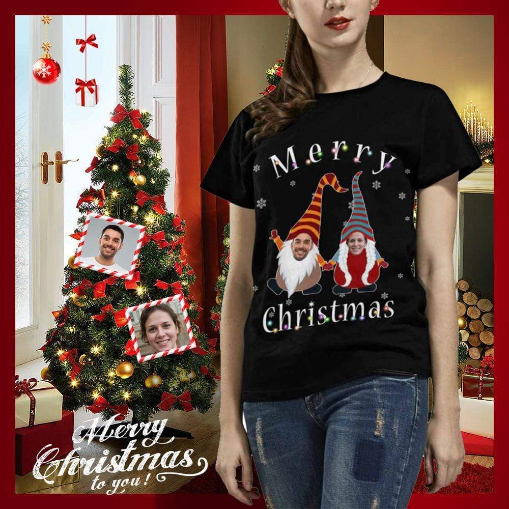 Custom Face Christmas Couple Women’S All Over Print T-Shirt
