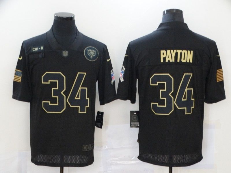 Chicago Bears Walter Payton #34 NFL 2020 Black Jersey