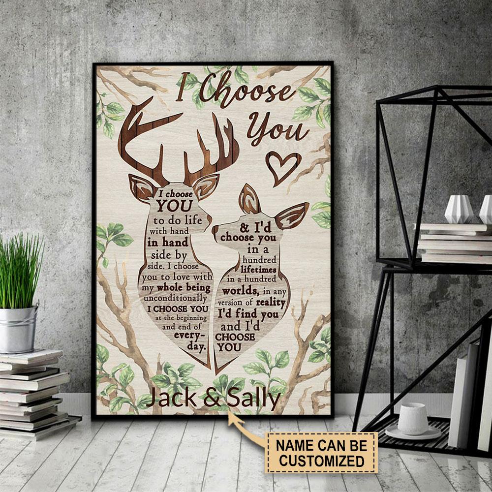 Aeticon Gifts Personalized Deer I Choose You Tree Limbs Canvas Mom Dad Gift Home Decor