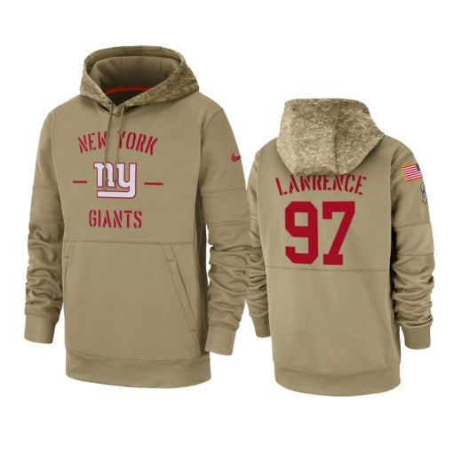 New York Giants Dexter Lawrence Tan 2019 Salute To Service Sideline Therma Pullover Hoodie