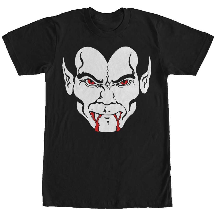 Lost Gods Men’s Halloween Dracula Vampire Face  T Shirt Black