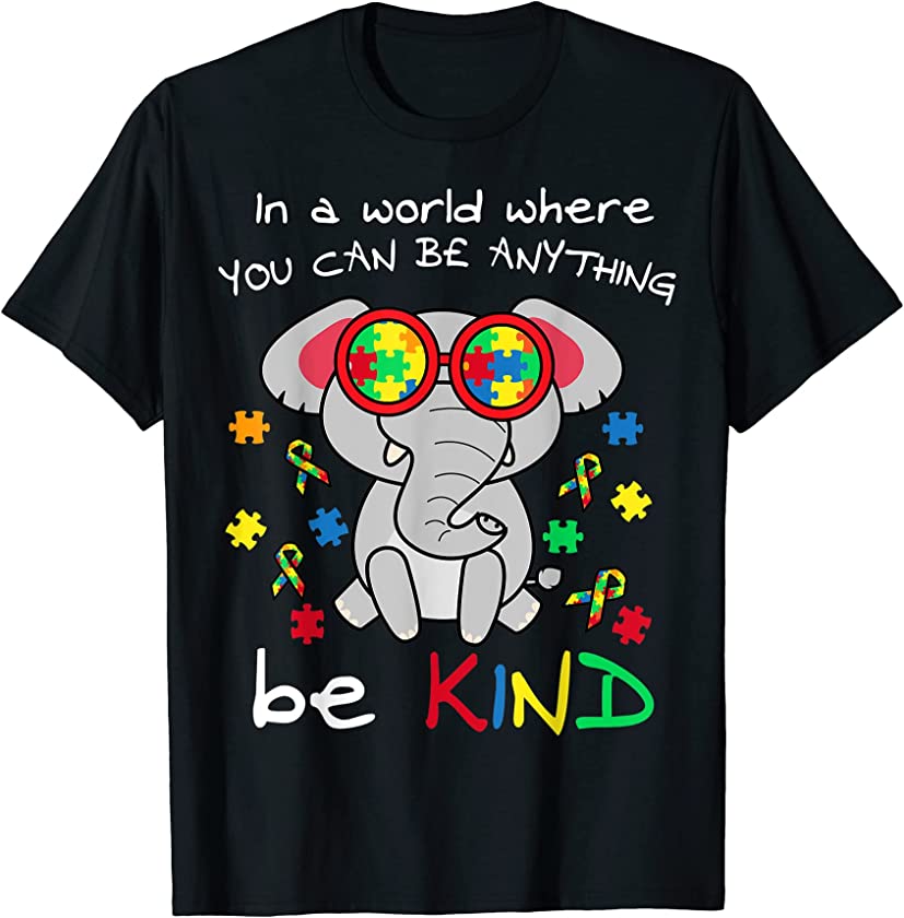 Be Kind Elephant Puzzle Inspirational Autism Awareness Gift T-Shirt