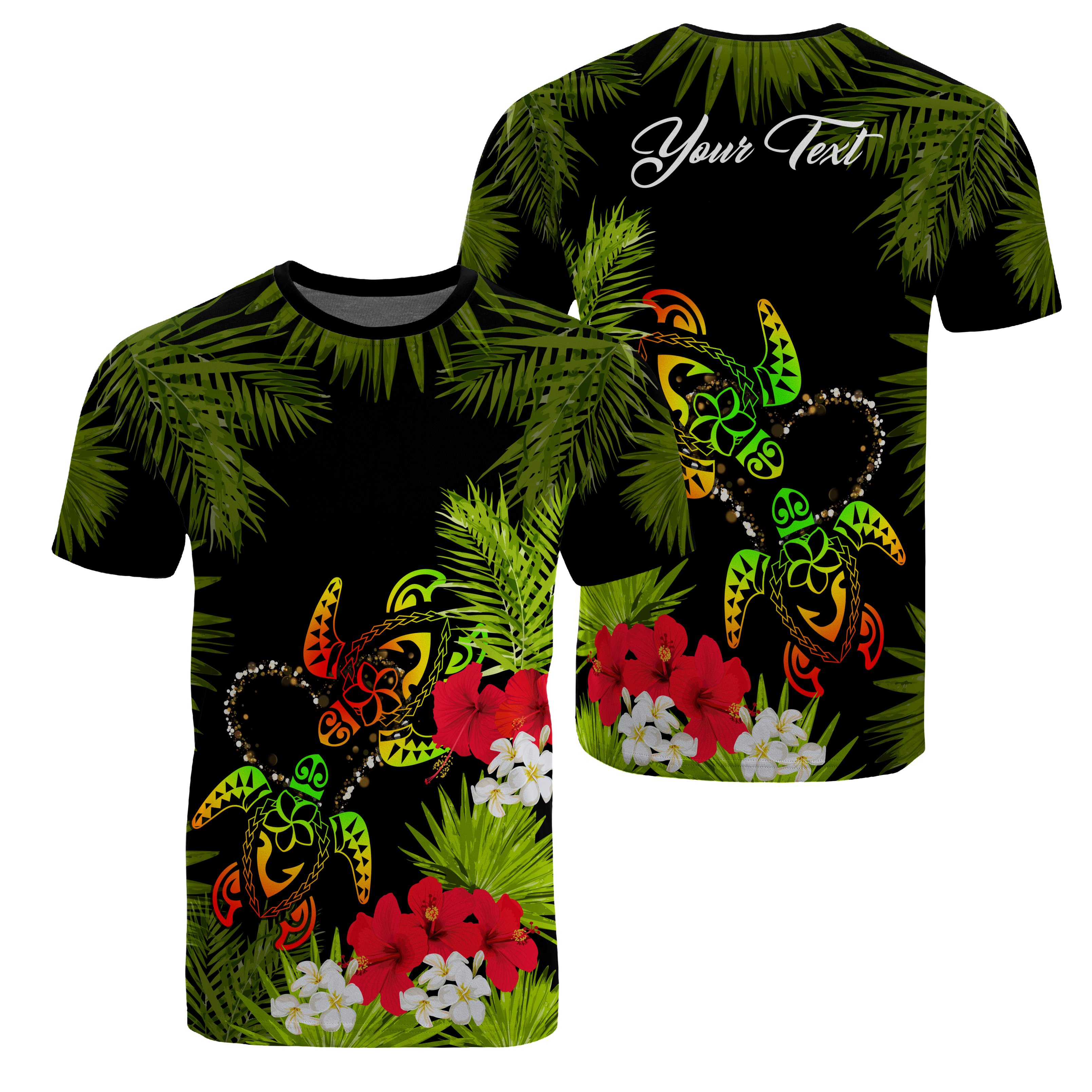 Hawaiian Couple Turtle Hibiscus Tropical Valentine Levi Style Ah Ha33240