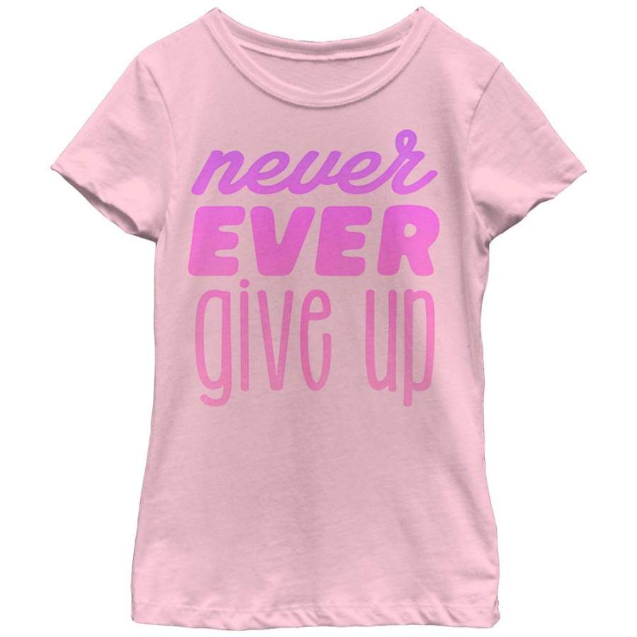 CHIN UP Girl’s Never Give Up  T Shirt Light Pink