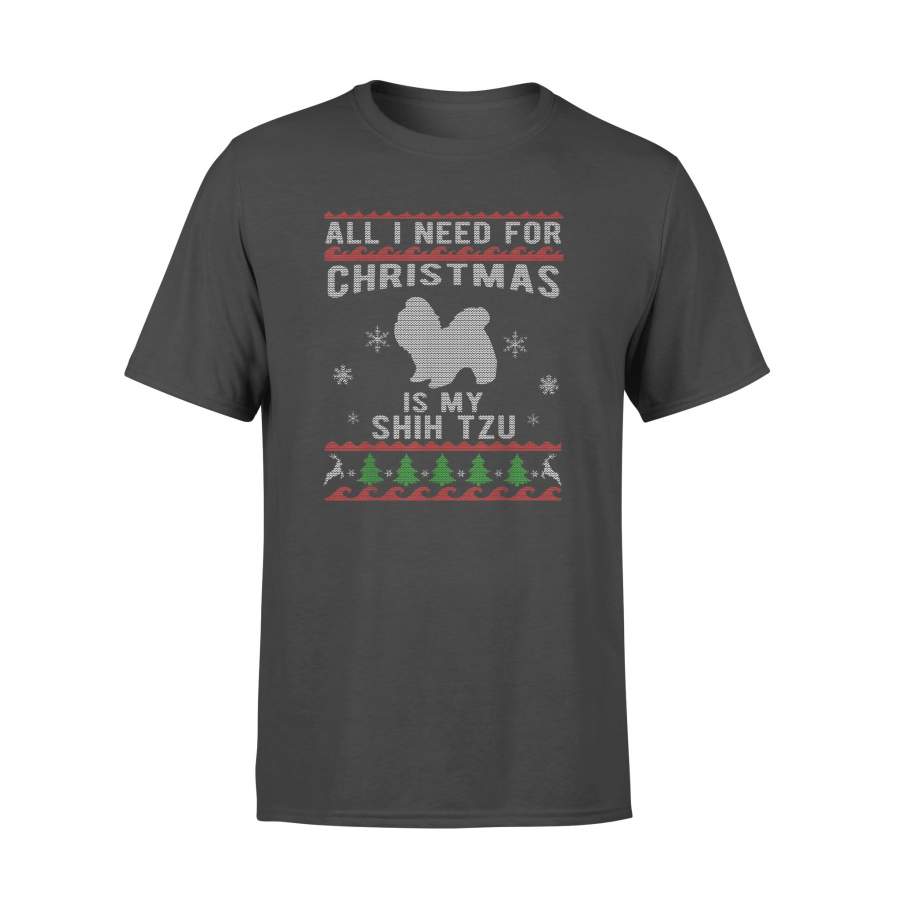 Ugly Christmas Style Shih Tzu Dog Funny T-Shirt