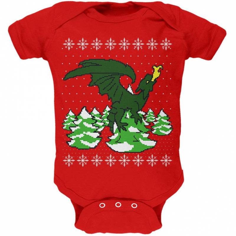 Ugly Christmas Sweater Dragon Winter Soft Baby One Piece