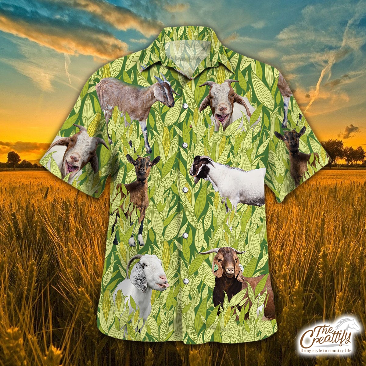 Goat Corn Pattern Hawaii Shirt Ha94052