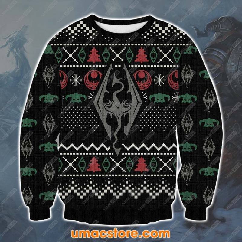 The Elder Scrolls V: Skyrim 3D Print Ugly Christmas Sweatshirt