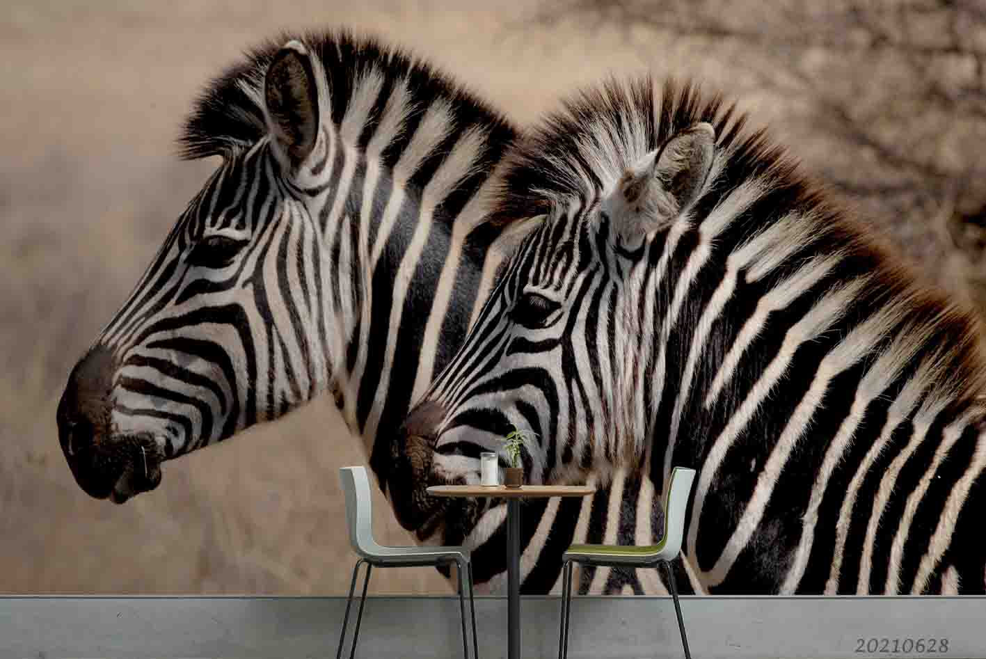 3D Wild Animal Zebra Wall Mural Wallpaper Lqh 50