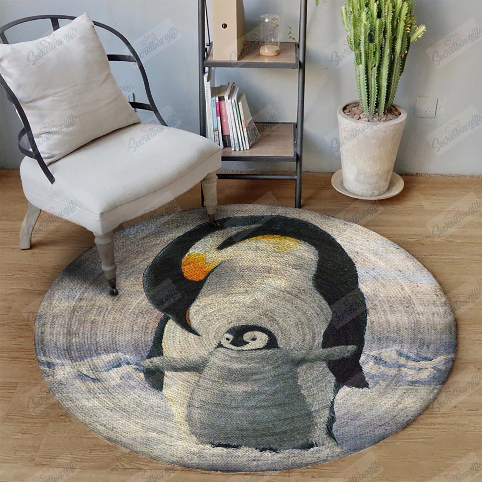 Penguin Mom And Baby YY351 Round Rug CYLI0308