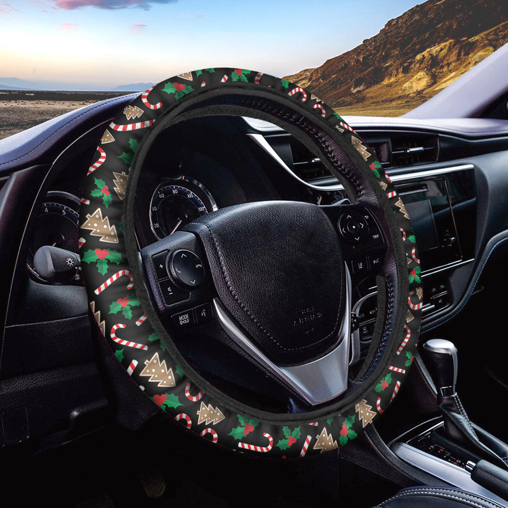 Christmas Cookie And Candy Pattern Print Car Steering Wheel Cover