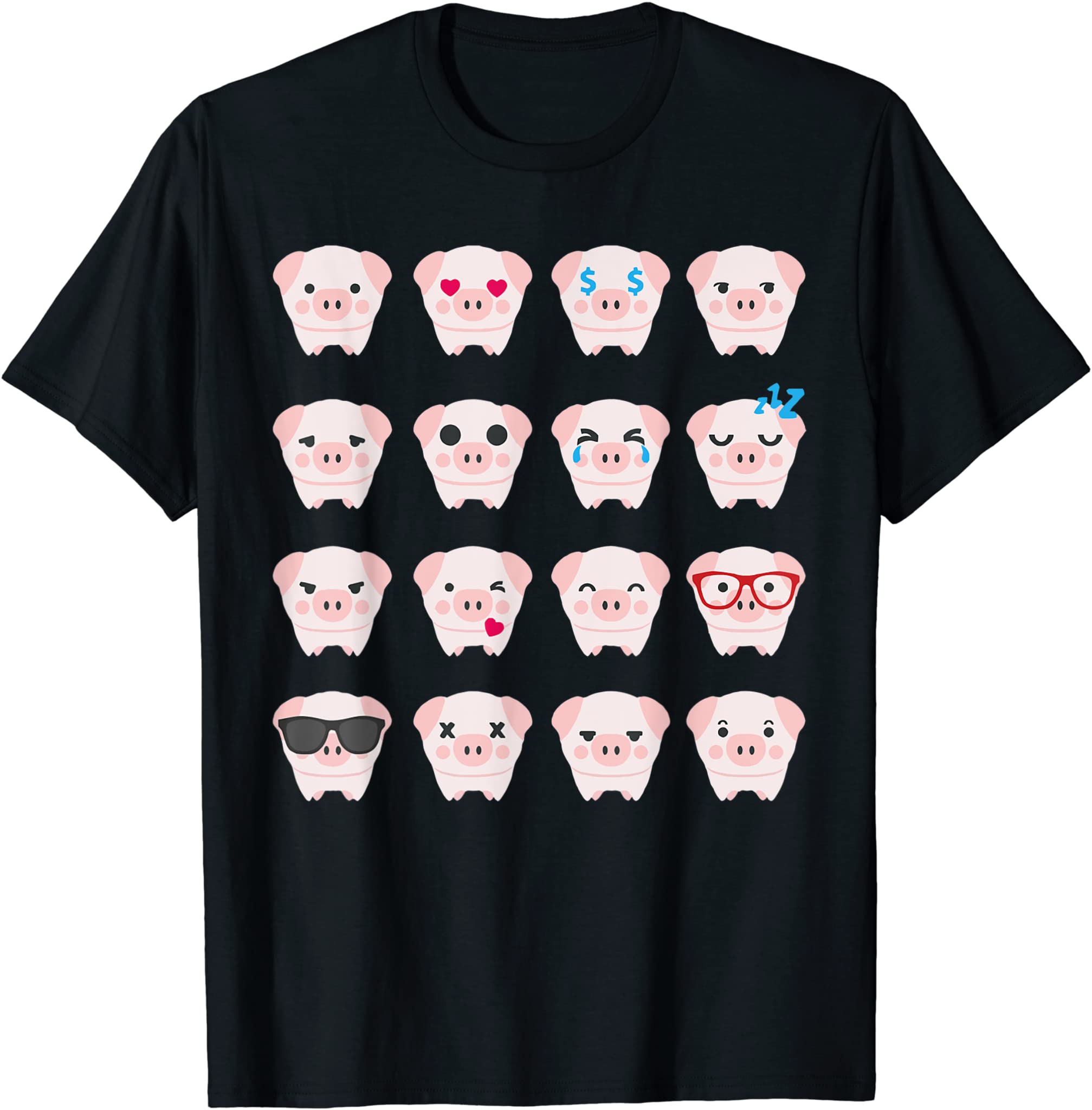 Many pig face emotions cute pig lover T-Shirt