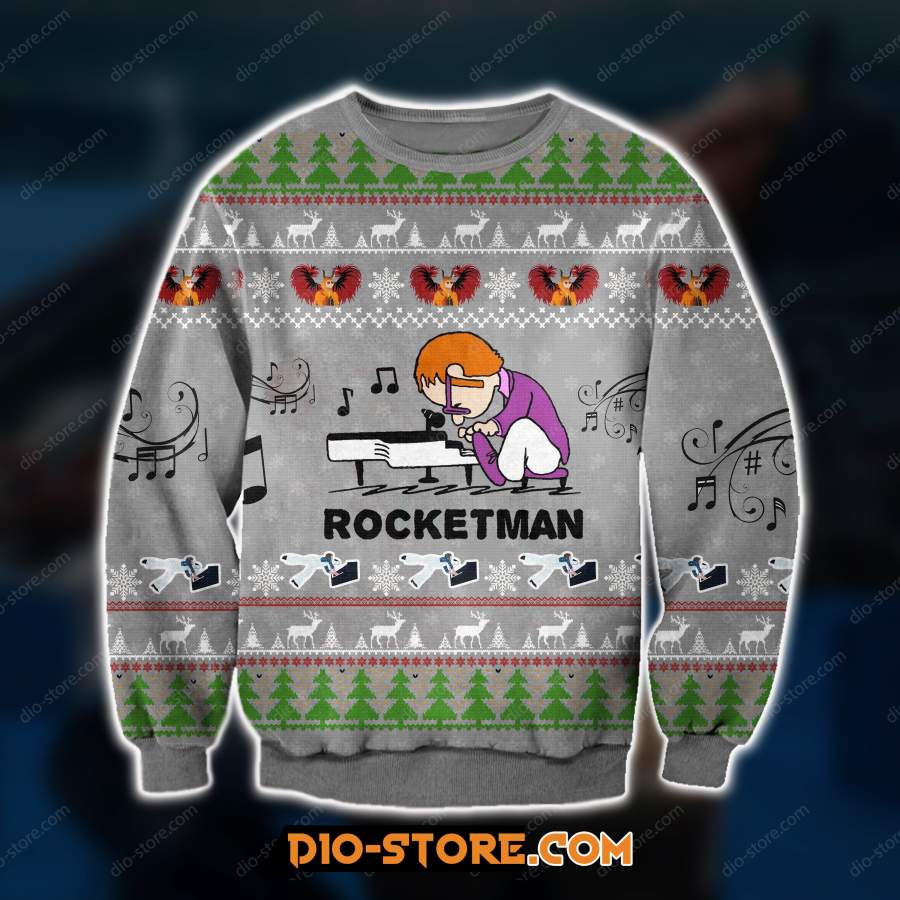 3D ALL OVER PRINT KNITTING PATTERN ROCKET MAN UGLY CHRISTMAS SWEATER