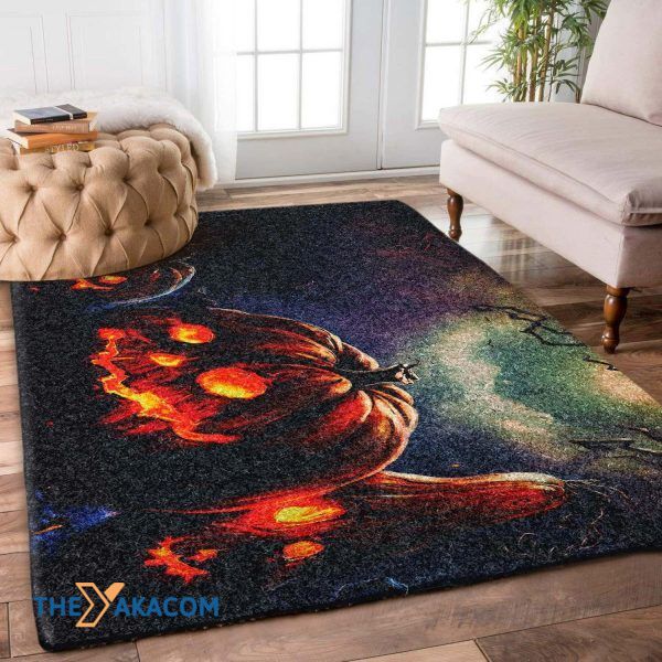 Pumpkin Night Happy Halloween Rectangle Area Rug Floor Decor