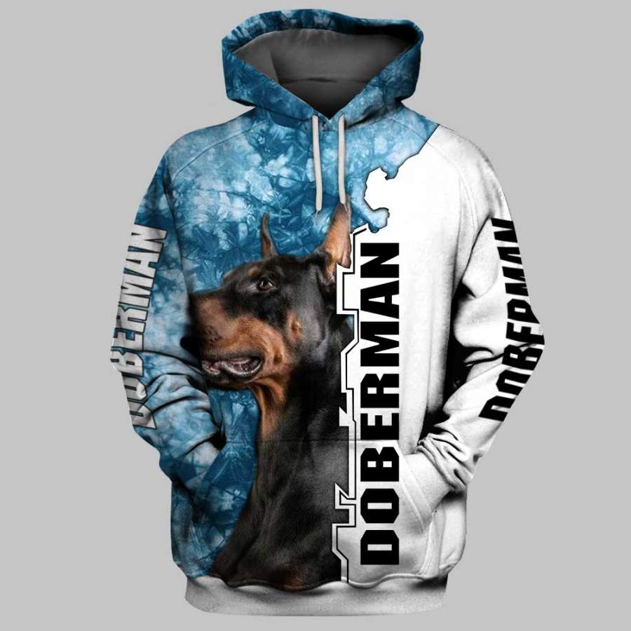 Doberman Dog 3D Full Printing Hoodie and Unisex Tee