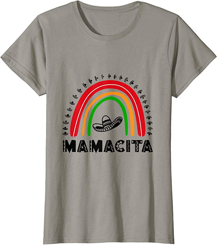 Womens Nn Mamacita Rainbow Sombrero Mexican Cinco De Mayo Party T-Shirt