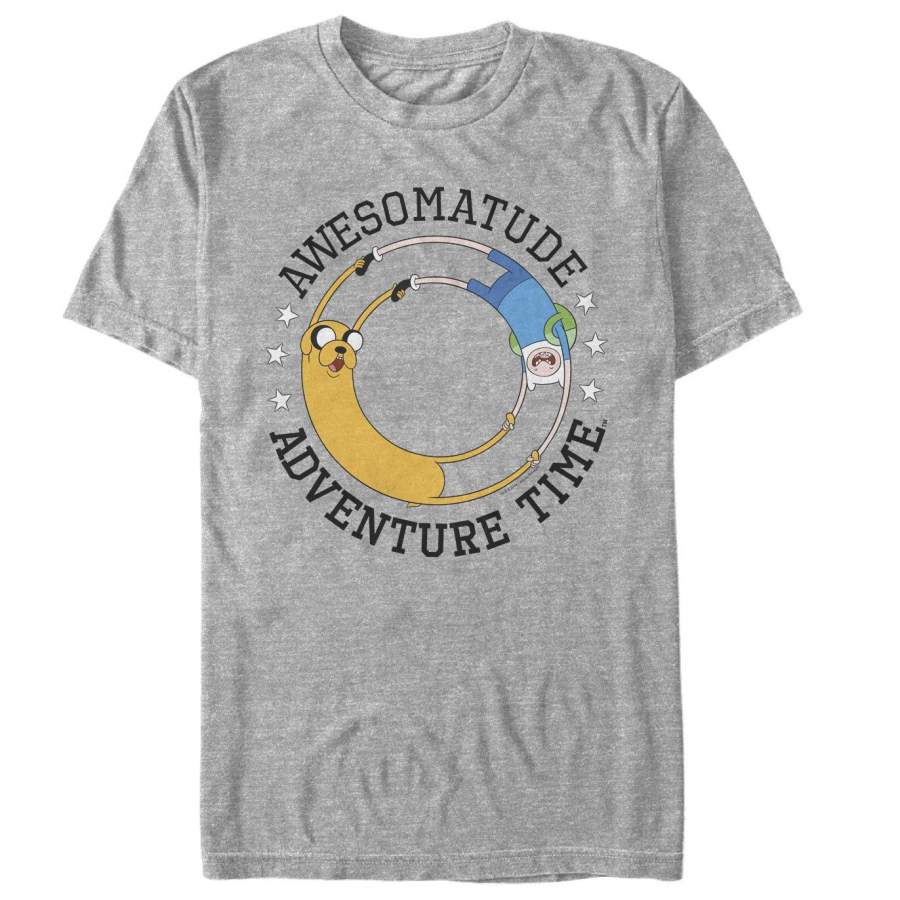 Adventure Time Men’s Awesomatude  T Shirt Athletic Heather