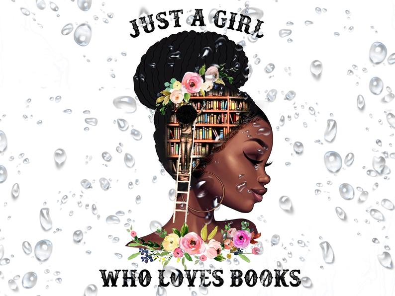 Just A Girl Who Loves Books Poster Mockup, African American Black Girl Art Print, Afro Girl Beauty Design