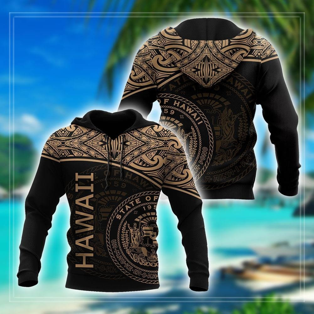 Hawaii Maori Tattoo 3D All Over Printed Hoodie