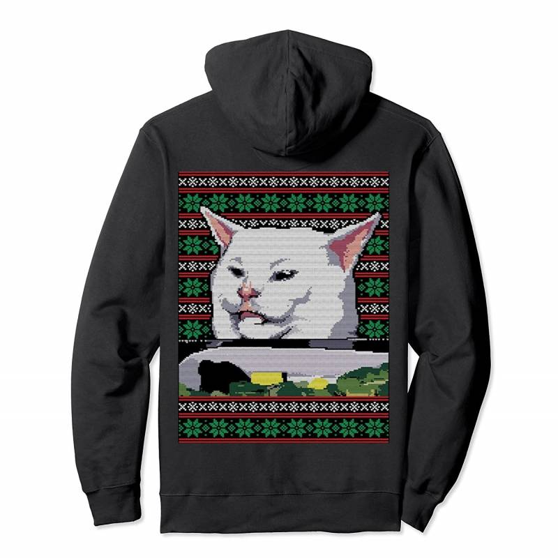 Woman Yelling at a Cat Ugly Christmas Meme Pullover Hoodie, T Shirt, Sweatshirt