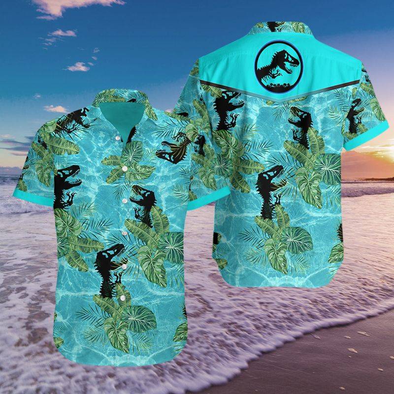 3D All Over Printed Jurassic Park BDA HAWAIIAN Shirts Ver 1 (Blue)