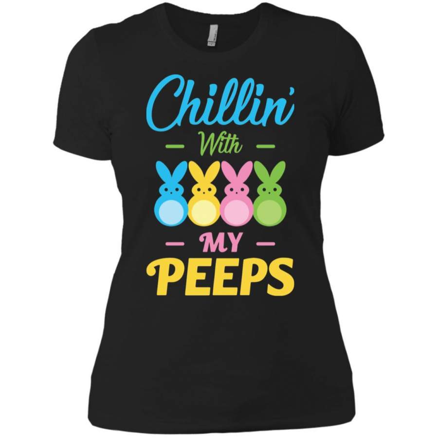 Chillin With My Peeps Easter Bunny Women Cotton T-Shirt