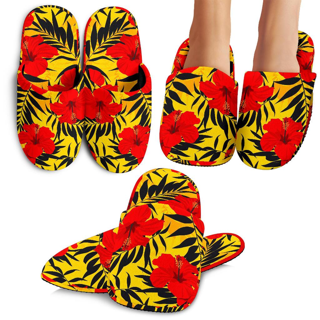 Hawaii Hibiscus Flowers Pattern Print Slippers Ha75215