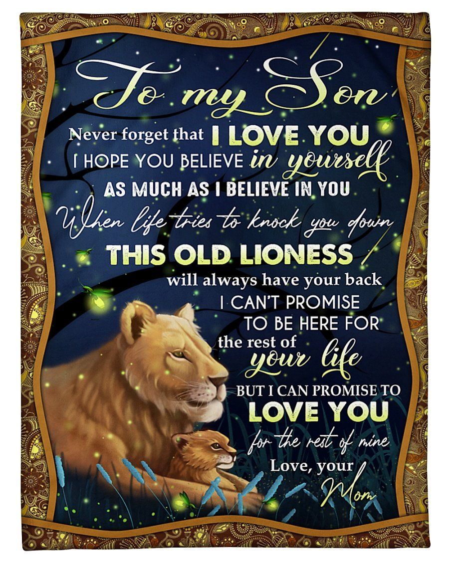 This Old Lioness Will Have Your Back Fireflies Lion Mom Gift For Son Fleece Blanket