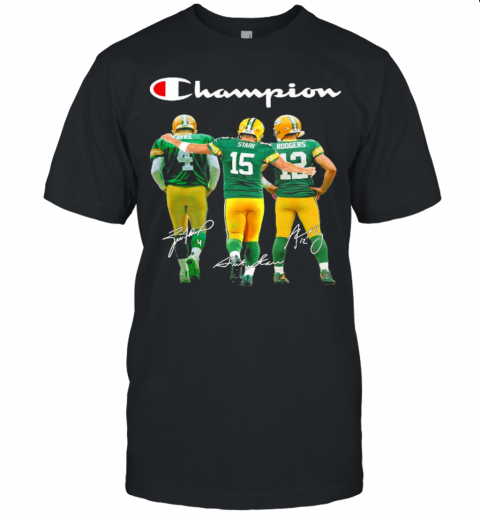 Green Bay Packers Favre Starr Rodgers Champions Signatures Unisex Jersey Tee