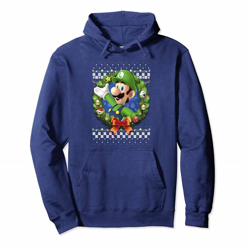 Super Mario 3d Peach Christmas Wreath Pullover Hoodie