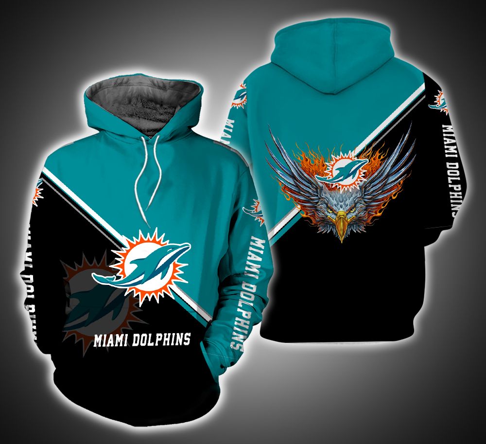 Miami Dolphins Fire Eagle 3D Print Hoodie