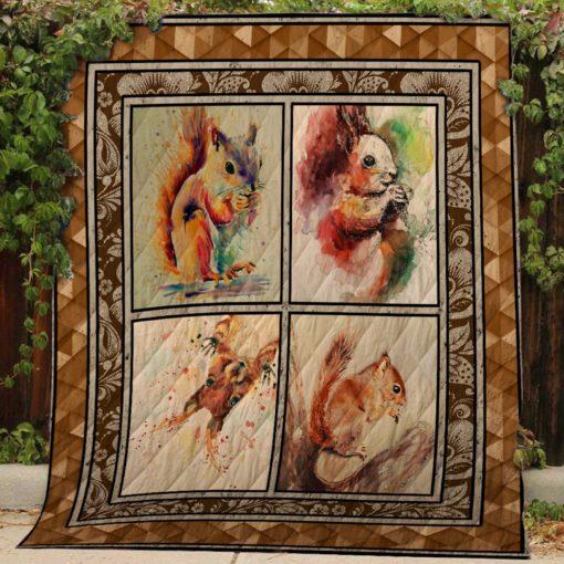 Squirrel Animal  Squirrel Colorful Painting  Quilt Blanket