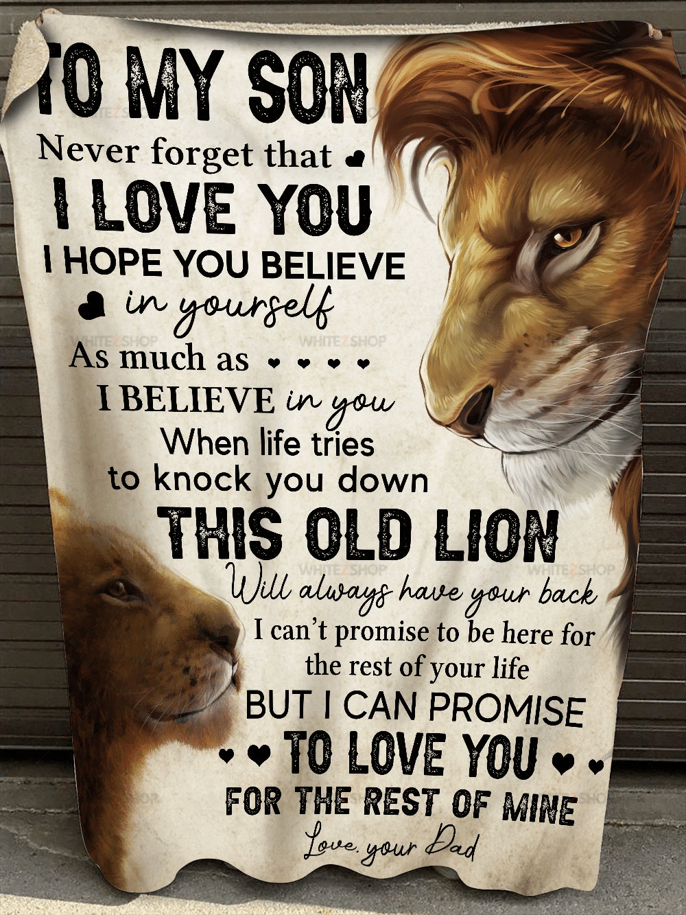 Lion Dad To My Son Never Forget I Love You, I Hope You Believe In Yourself As Much As Believe In You Sherpa Blanket