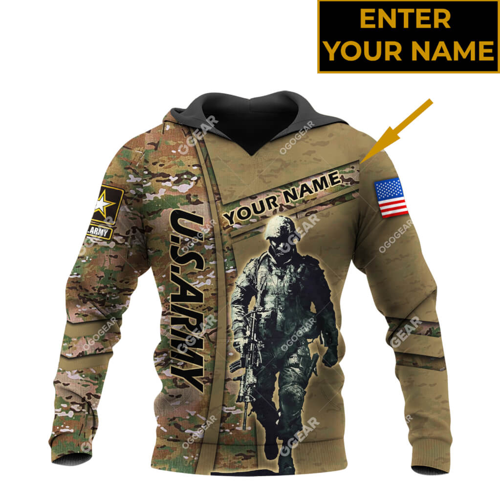 Personalized Name Warrior Army Veteran Hoodie Sweater Tshirt 3D Over ...