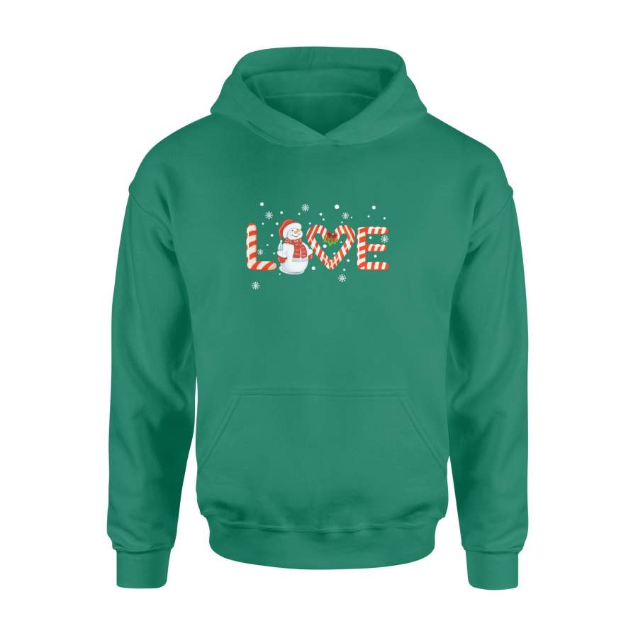 Love Christmas Candy Snowman Hoodie