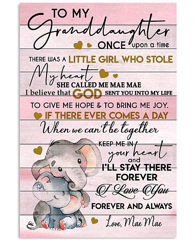 To My Granddaughter I Loveyou Forever And Always Elephant Pink Poster