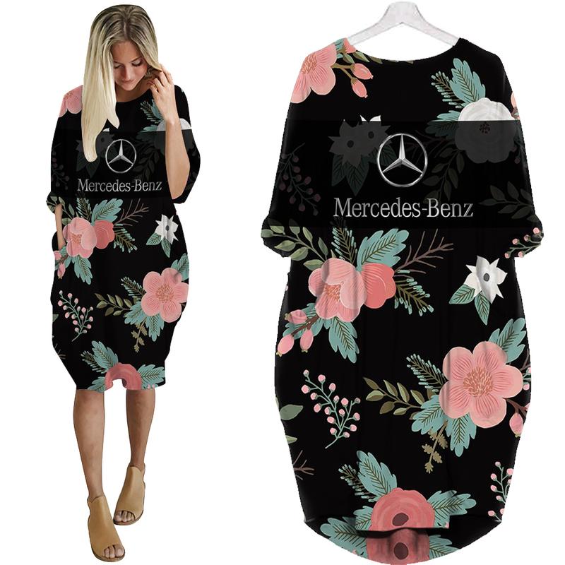 Mercedes-Benz- All Over Printed Batwing Pocket Dress-Tu0066